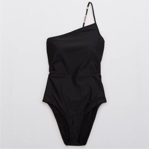 Aerie Black One-Shoulder Swimsuit NWT
